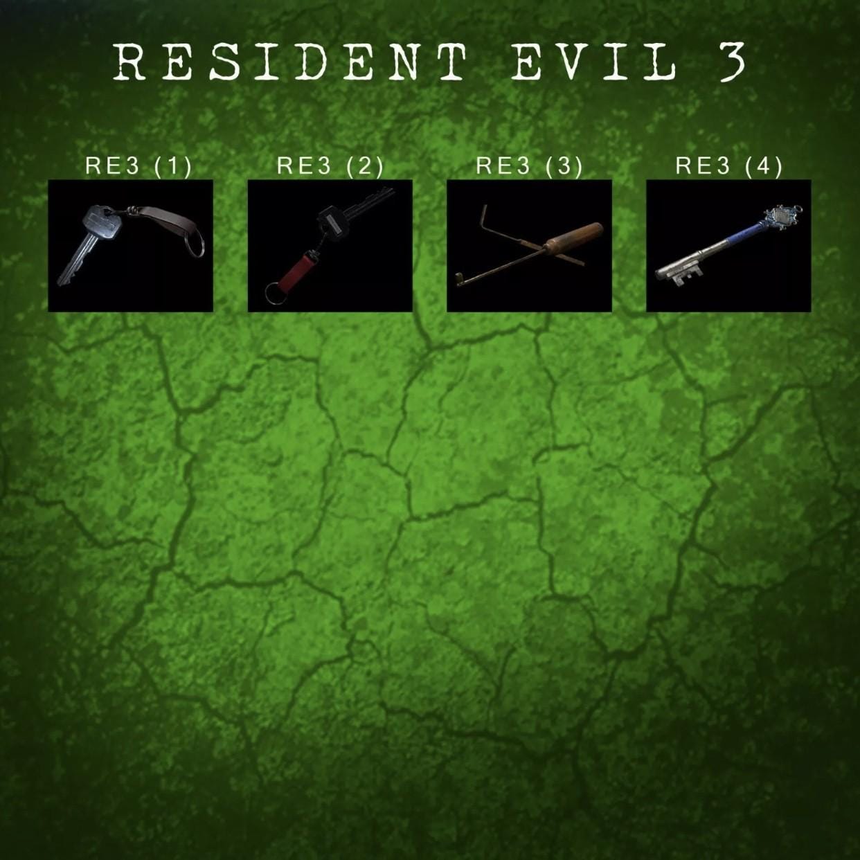 Resident Evil - PICK A KEY!! Mounted in 4x4 High Quality Glass Shadow box!