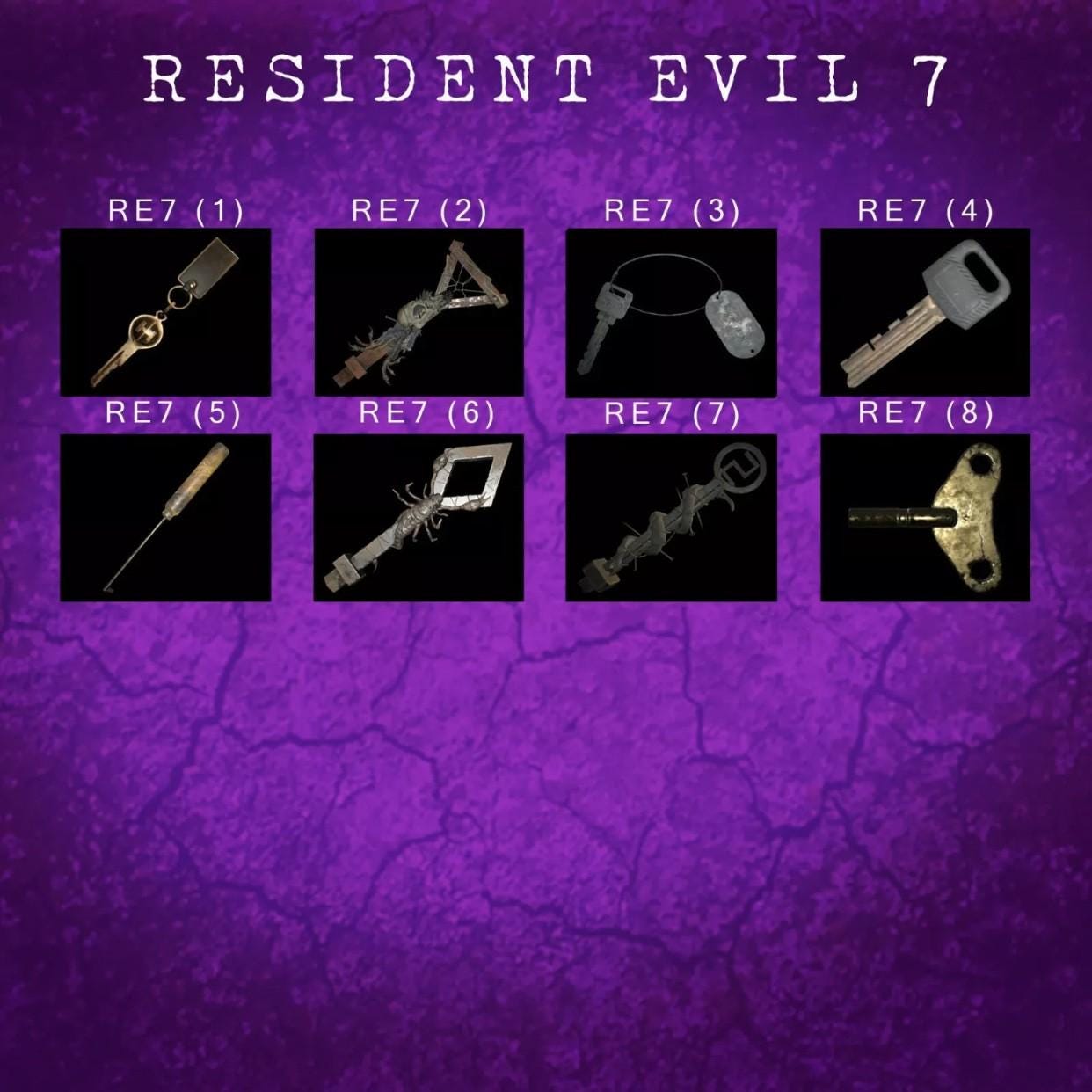 Resident Evil - PICK A KEY!! Mounted in 4x4 High Quality Glass Shadow box!
