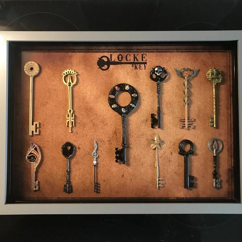 Locke & Key Full Key Collection - All of Season 1 Keys! Mounted in a High Quality Shadow Box! Unique Collectors Item! Only Found Here!
