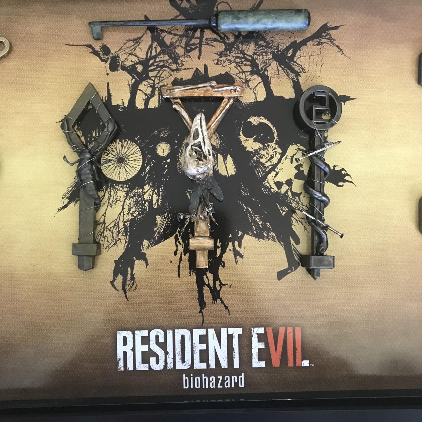 Resident Evil 7 Biohazard Key Collection! Handmade and Framed in a High Quality Shadow Box! Resident Evil Fans Dream! Gamer Gift
