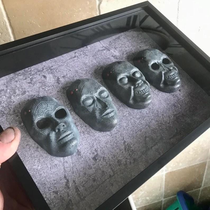 Resident Evil 1 Death Masks! Handmade and crafted! A4 Shadow box mounted or Extra large Full face sized!