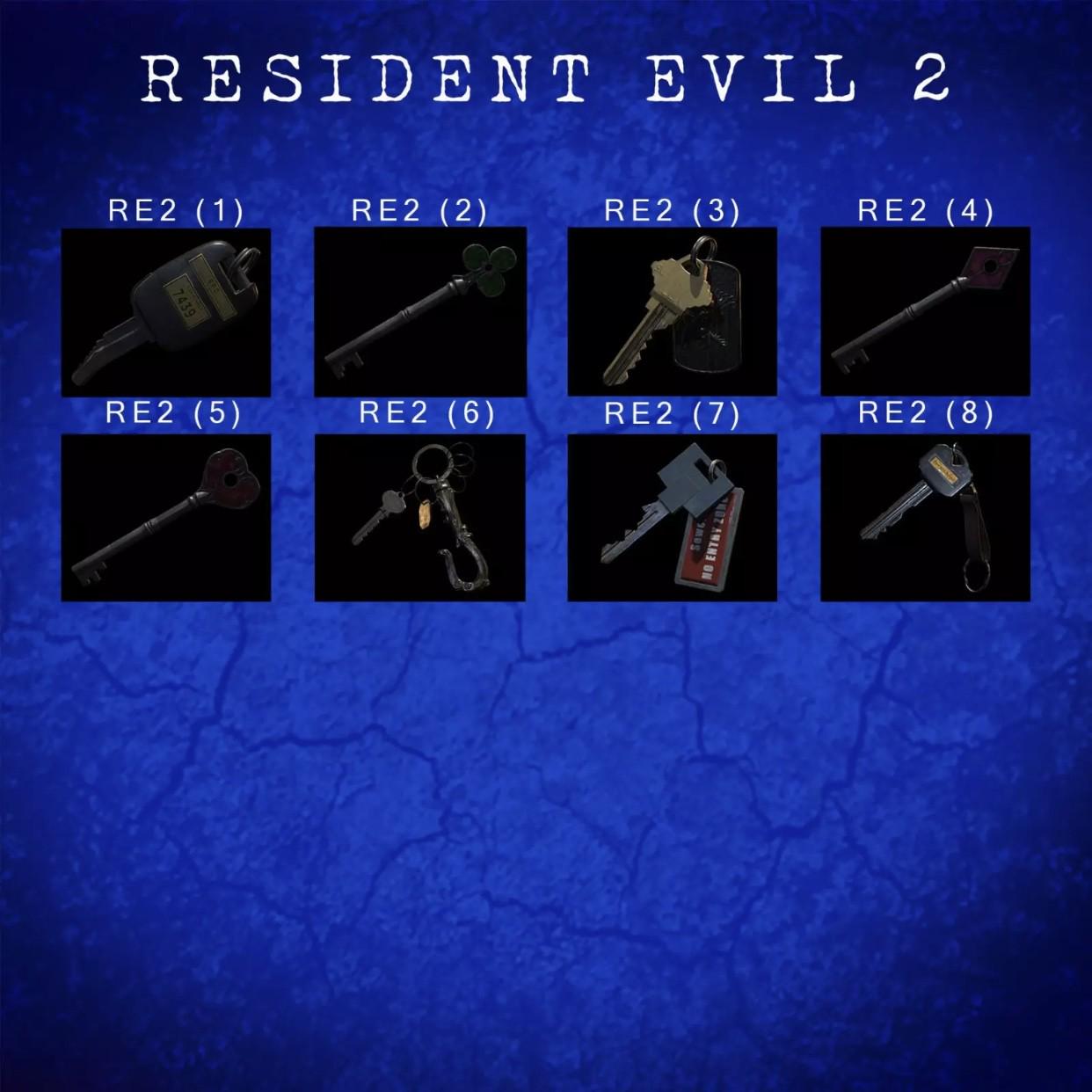 Resident Evil - PICK A KEY!! Mounted in 4x4 High Quality Glass Shadow box!