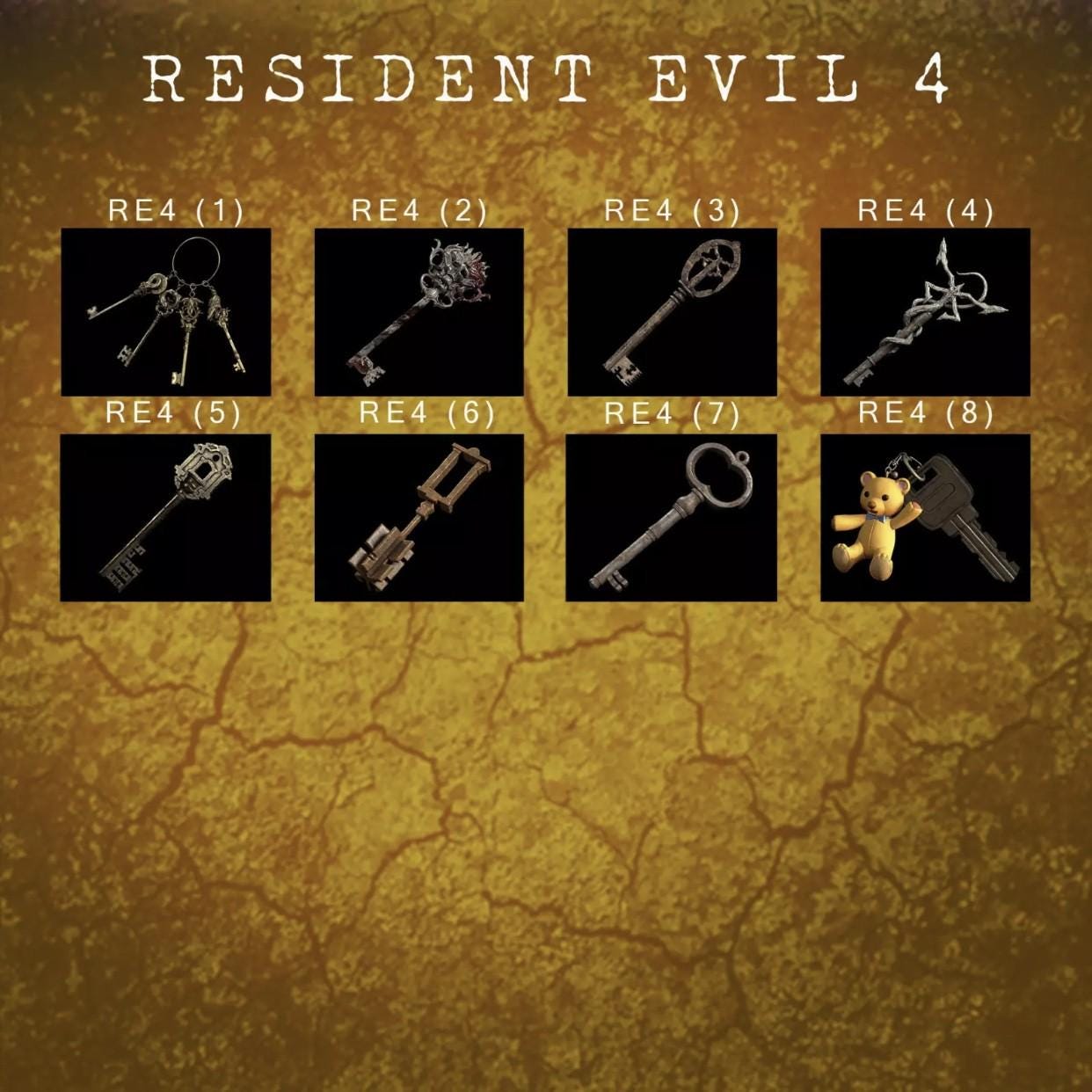 Resident Evil - PICK A KEY!! Mounted in 4x4 High Quality Glass Shadow box!