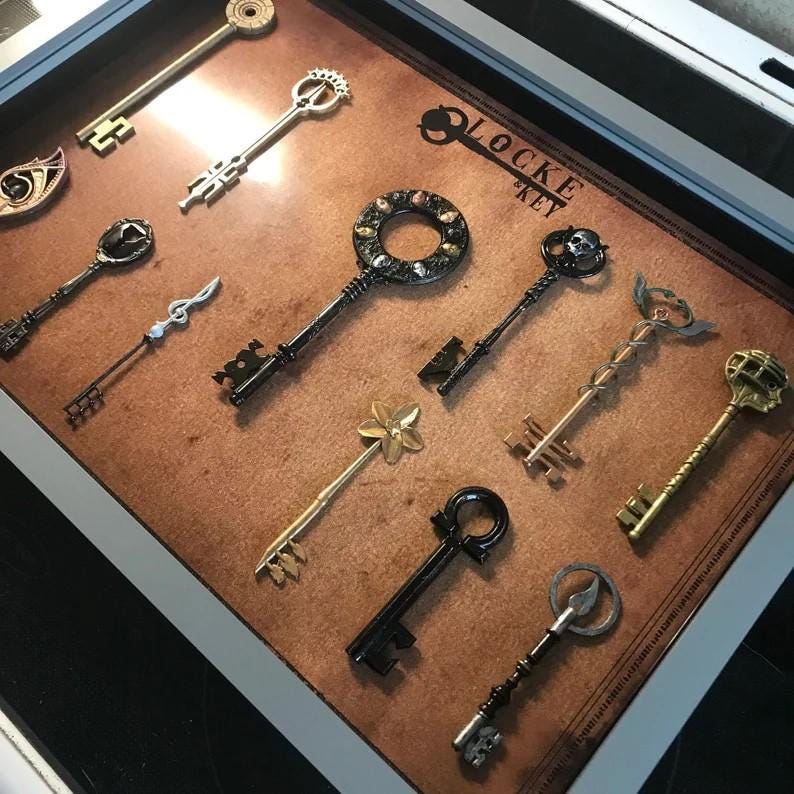 Locke & Key Full Key Collection - All of Season 1 Keys! Mounted in a High Quality Shadow Box! Unique Collectors Item! Only Found Here!