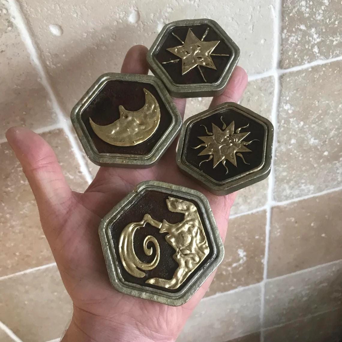 Resident Evil 1 Crests! Solid Resin! Wind Crest, Moon Crest, Star Crest, Sun Crest! Resident Evil items! Capcom