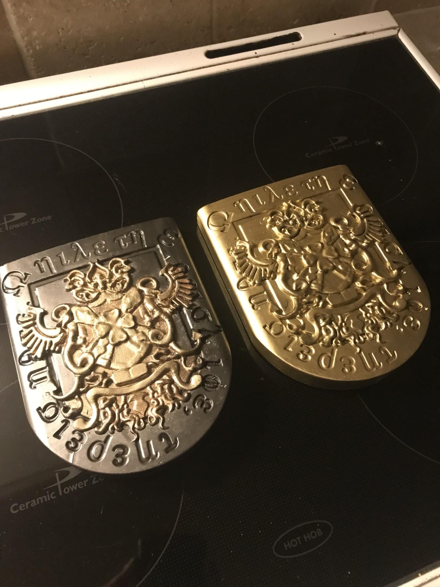 Resident Evil 1 Emblems - Both Spencer Mansion Emblems Made From Solid Resin! Handmade and created by me, one of a kind! Resident Evil Gift