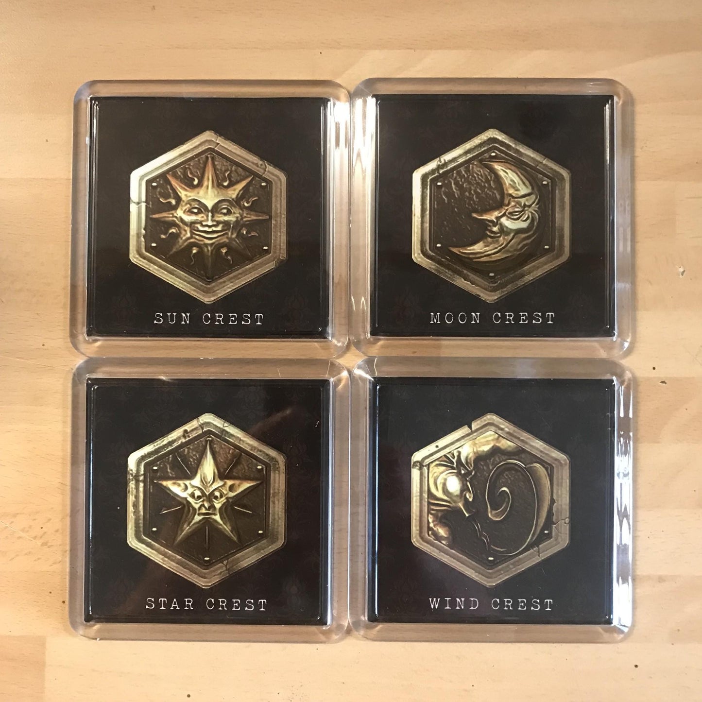 Resident Evil Coaster Set! Resident Evil 1 Crests! HD REMASTERED 4 x Retro Coasters!
