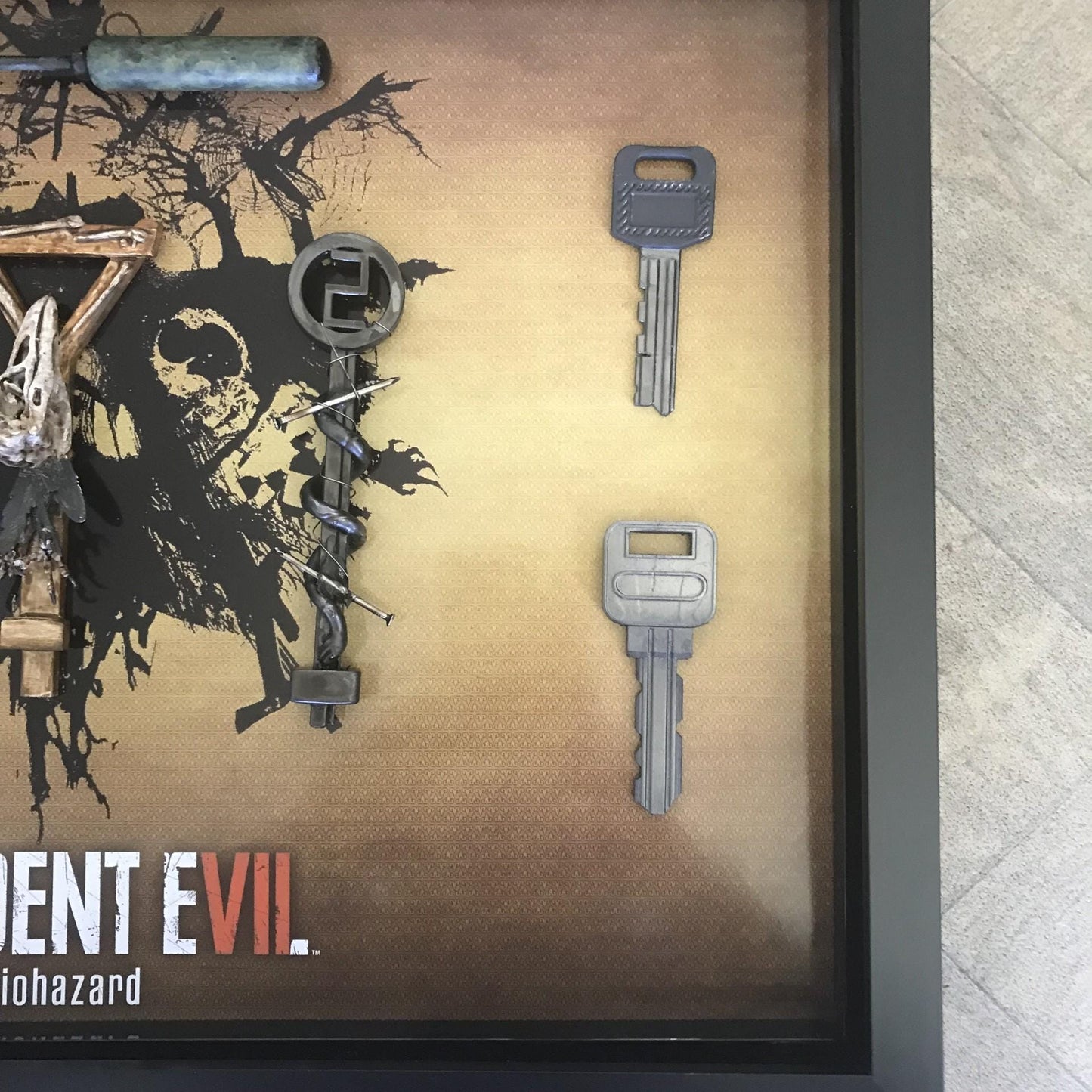 Resident Evil 7 Biohazard Key Collection! Handmade and Framed in a High Quality Shadow Box! Resident Evil Fans Dream! Gamer Gift