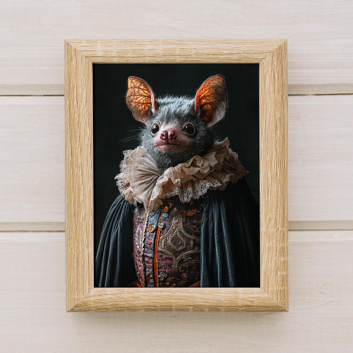 Gothic Victorian Bat Fine Art Print Renaissance Inspired Portrait Regal Bat Wall Art - Spooky Gothic Decor Dark Romanticism Artwork