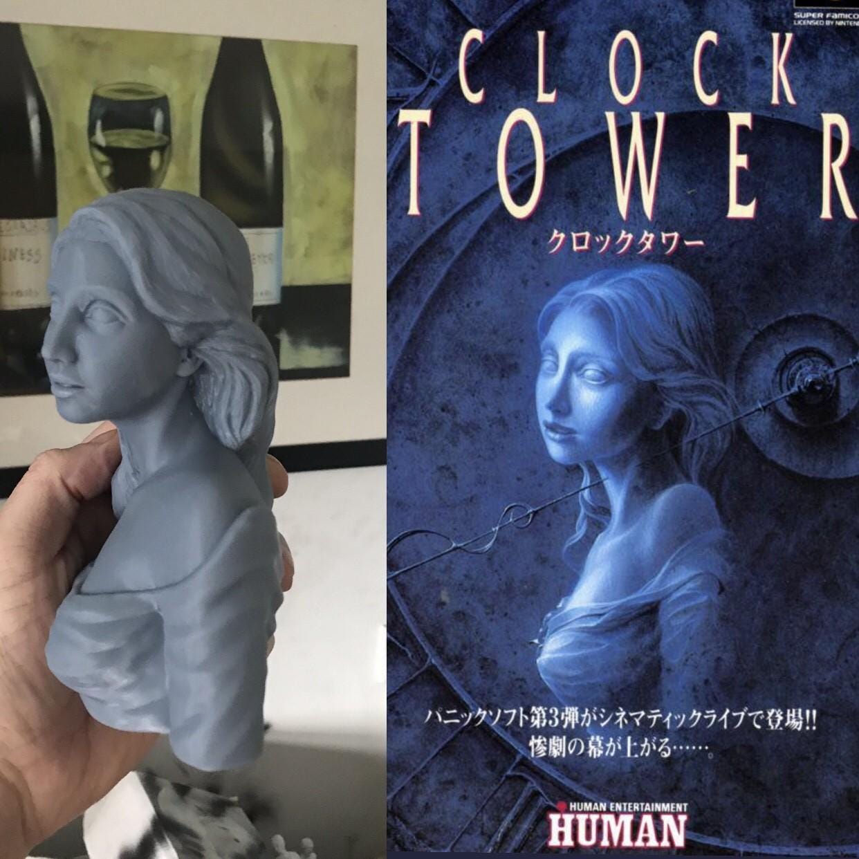 Clock Tower - Fan made Statue of the front cover lady! Snes