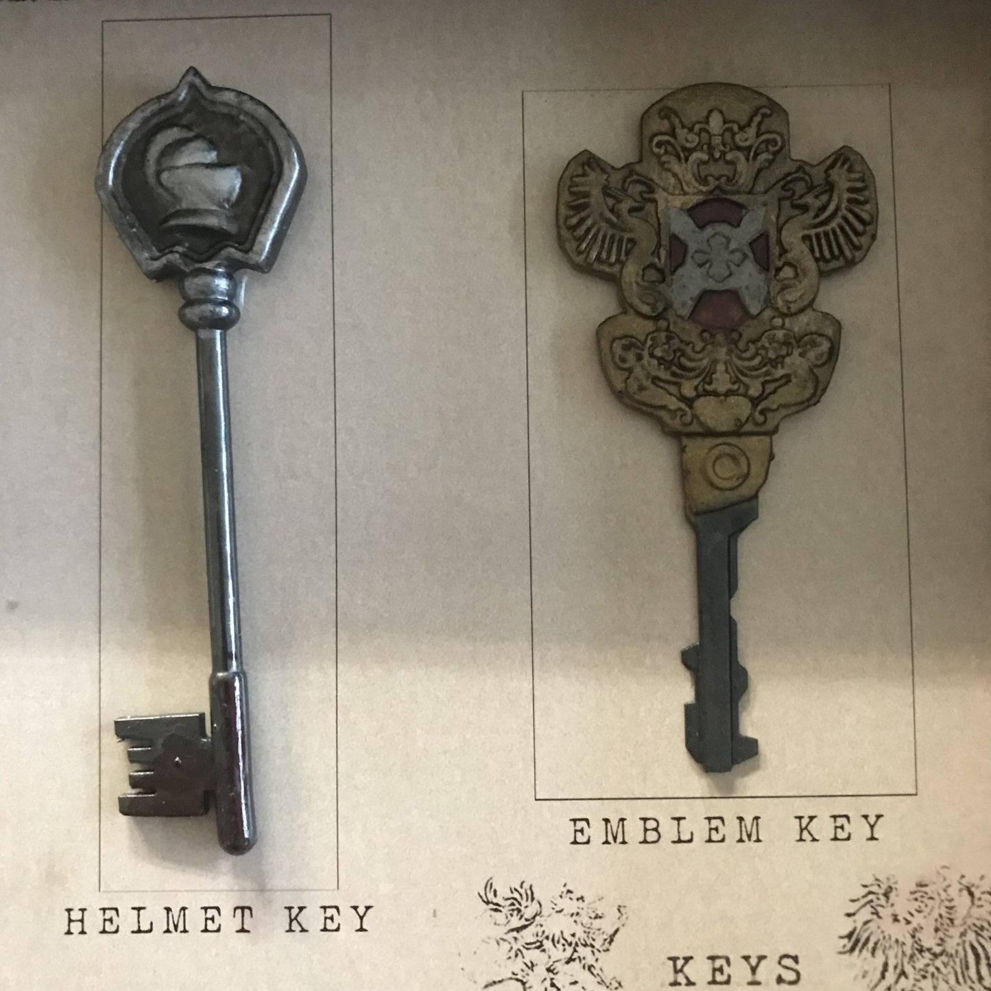 Resident Evil 1 Full Key Collection - A3 Size - Solid Resin Keys all handcrafted, painted and mounted! Perfect Mancave or Womencave gift
