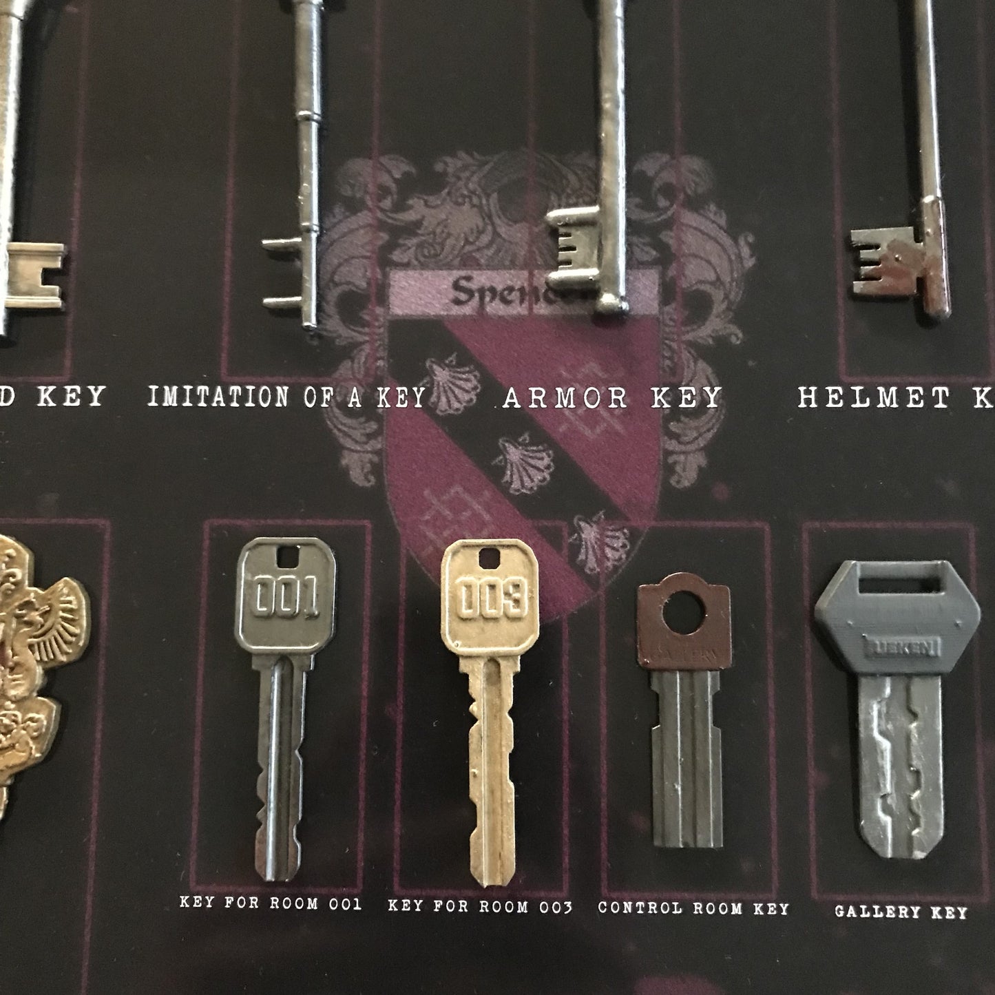 Resident Evil 1 Full Key Collection - A3 Size - Solid Resin Keys all handcrafted, painted and mounted! Perfect Mancave or Womencave gift